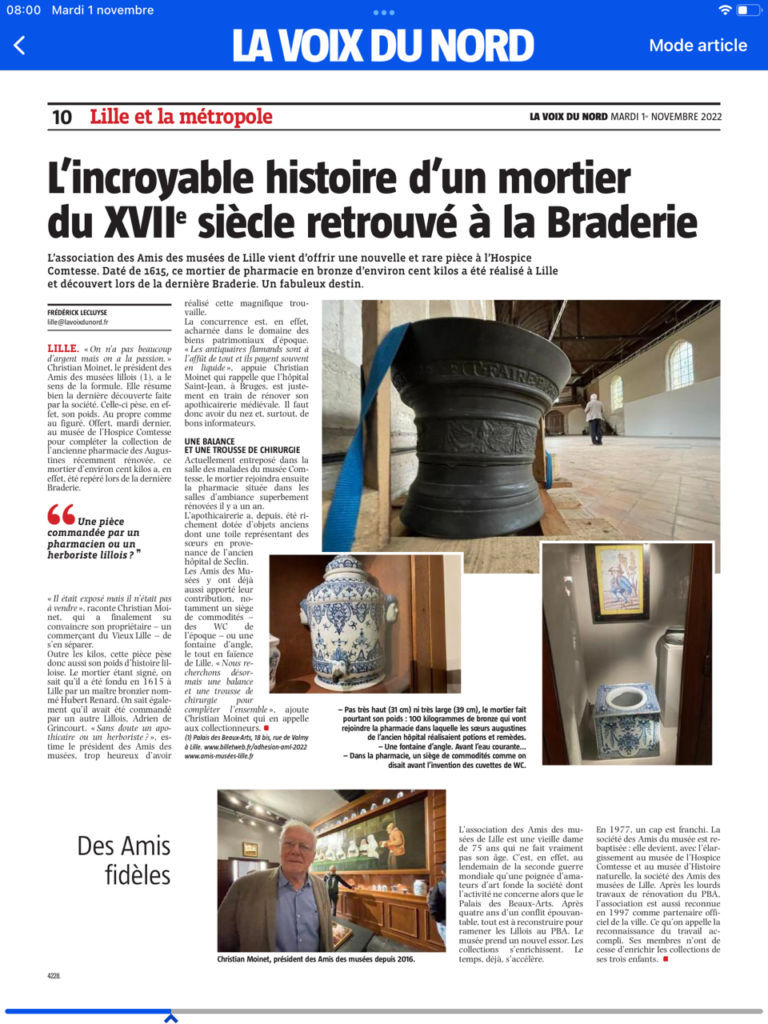 Mortier du XVIIème siècle don des Amis des musées de Lille